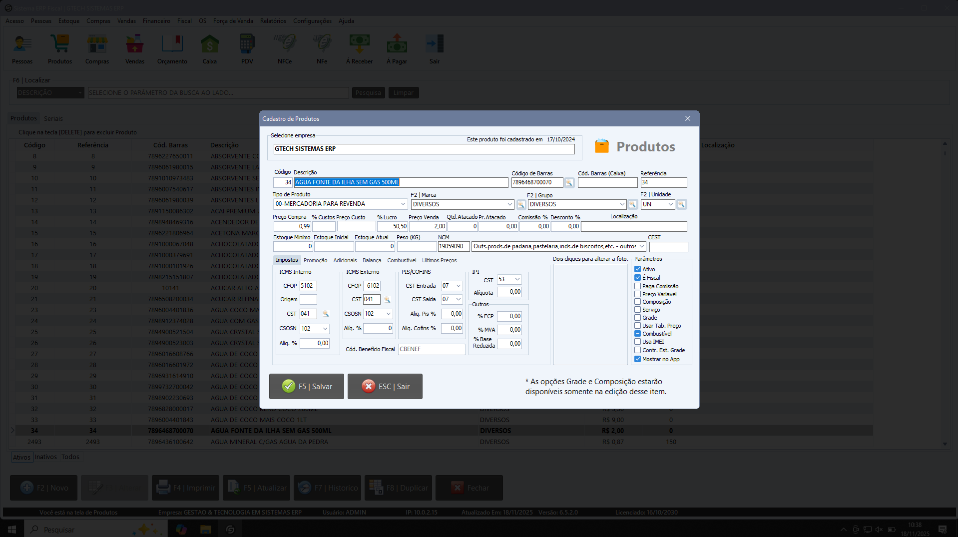 Cadastro de Produtos